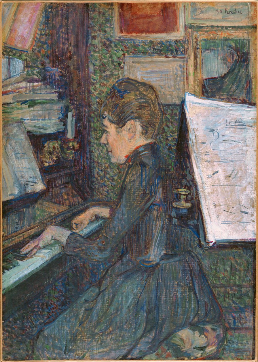 Fröken Dihau vid pianot... av Henri de Toulouse-Lautrec