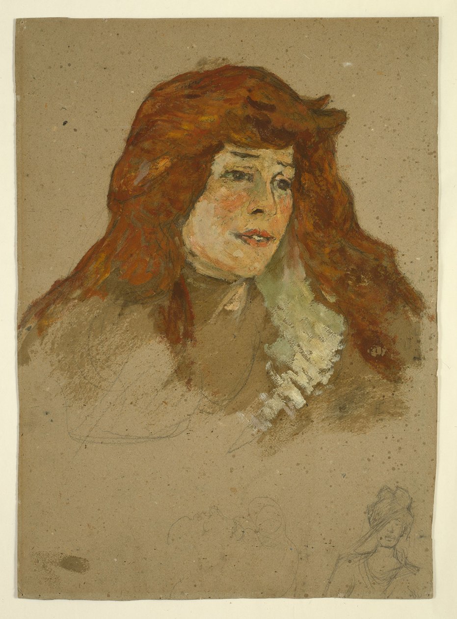 Mme Lili Grenier (rektor); Landskap med kyrka (verso) av Henri de Toulouse-Lautrec
