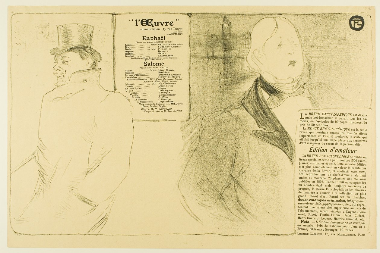 Oscar Wilde och Romain Coolus—Program för Raphaël och Salomé av Henri de Toulouse-Lautrec