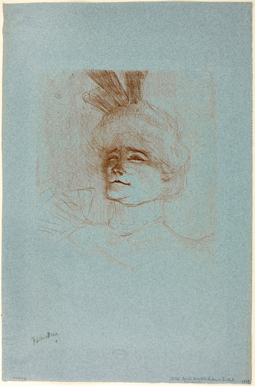 Porträtt av Mademoiselle Marcelle Lender, trekvartsvy av Henri de Toulouse-Lautrec