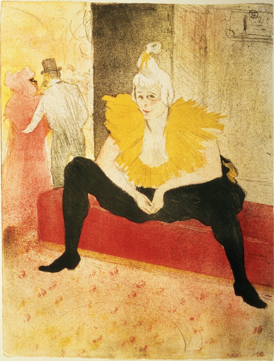 Sittande kvinnlig clown, Mlle. Cha-U-Kao av Henri de Toulouse Lautrec