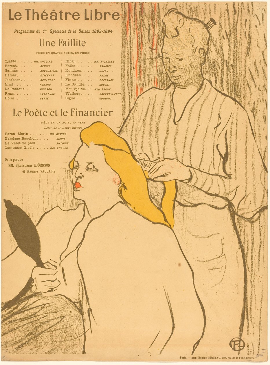 The Hairdresser – Program för Théâtre-Libre (Frisören – Program för Théâtre-Libre) av Henri de Toulouse-Lautrec