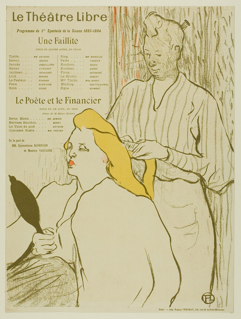 Frisören, Program för Théâtre Libre av Henri de Toulouse-Lautrec