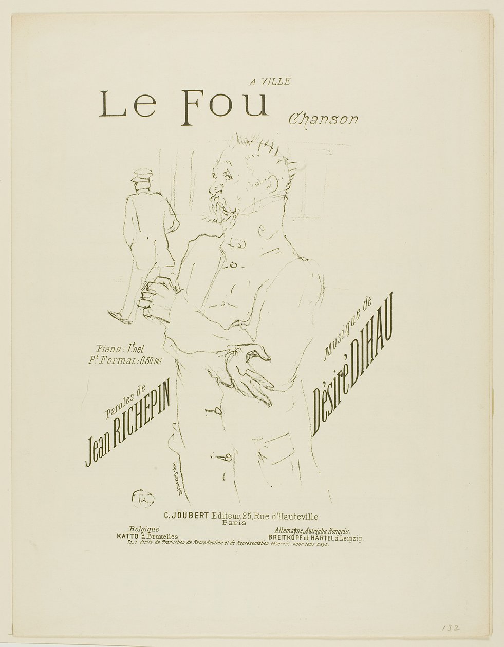Galningen, från Melodier av Désiré Dihau av Henri de Toulouse-Lautrec