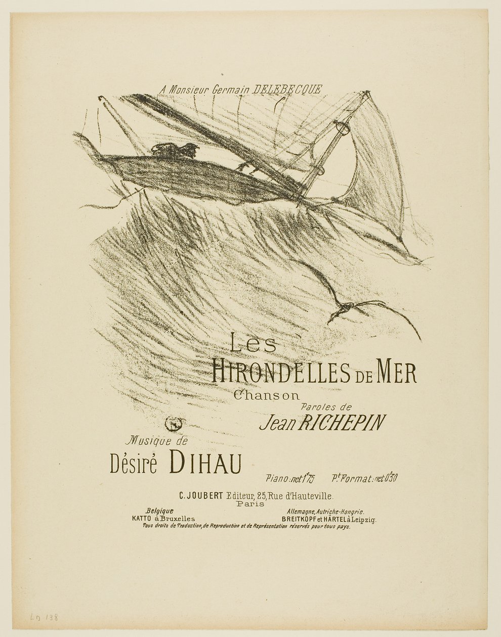 Havssvalorna, från Melodier av Désiré Dihau av Henri de Toulouse-Lautrec
