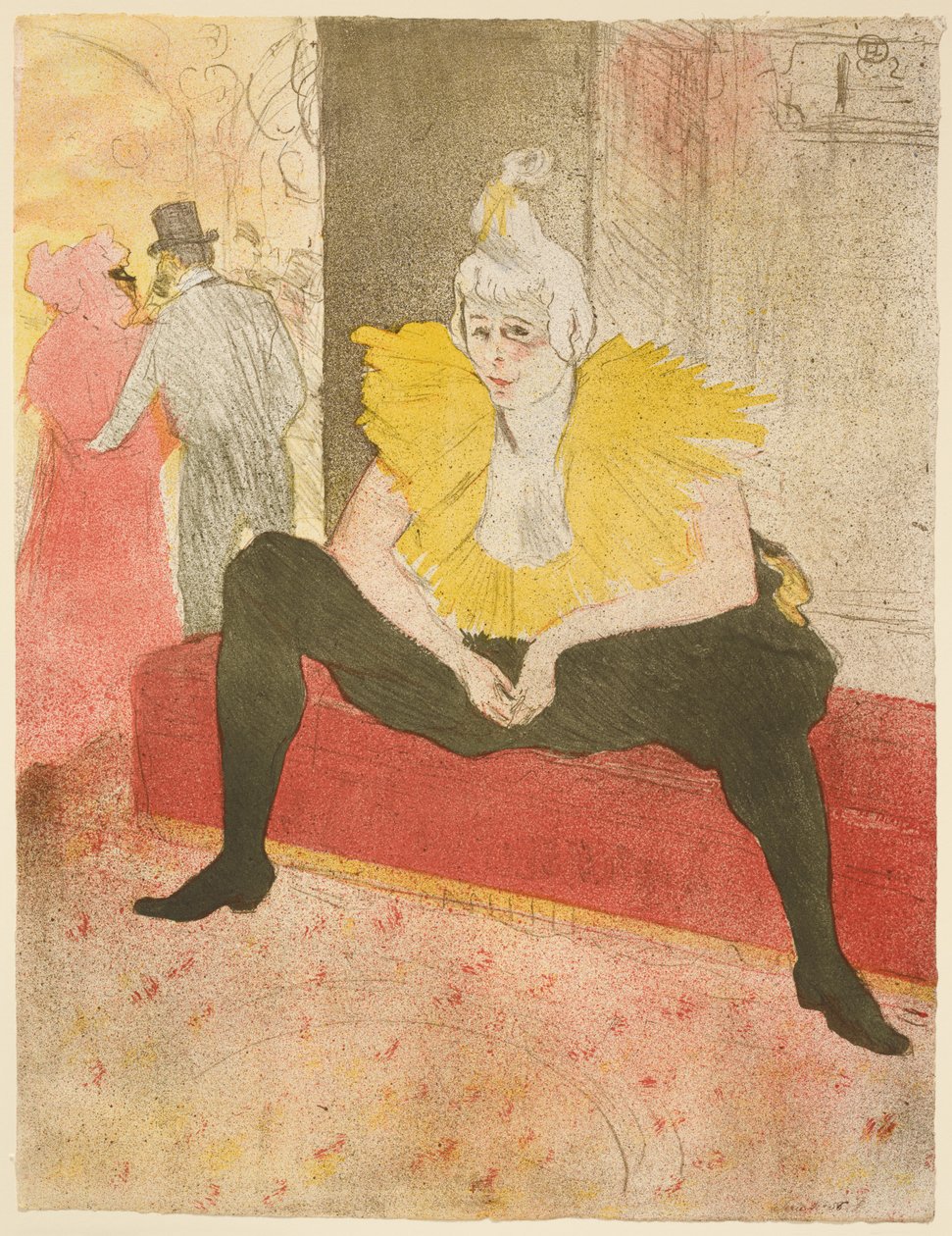 Den sittande clowninnan (Miss Cha-U-Kao) av Henri de Toulouse-Lautrec