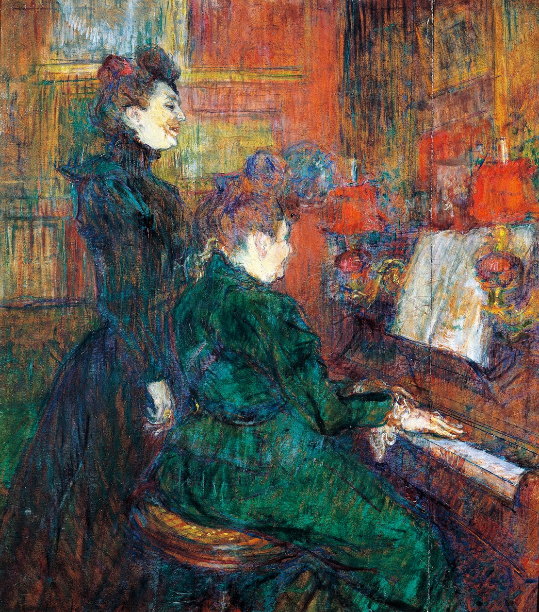 Sånglektionen, av Henri de Toulouse Lautrec, olja på kartong av Henri de Toulouse Lautrec