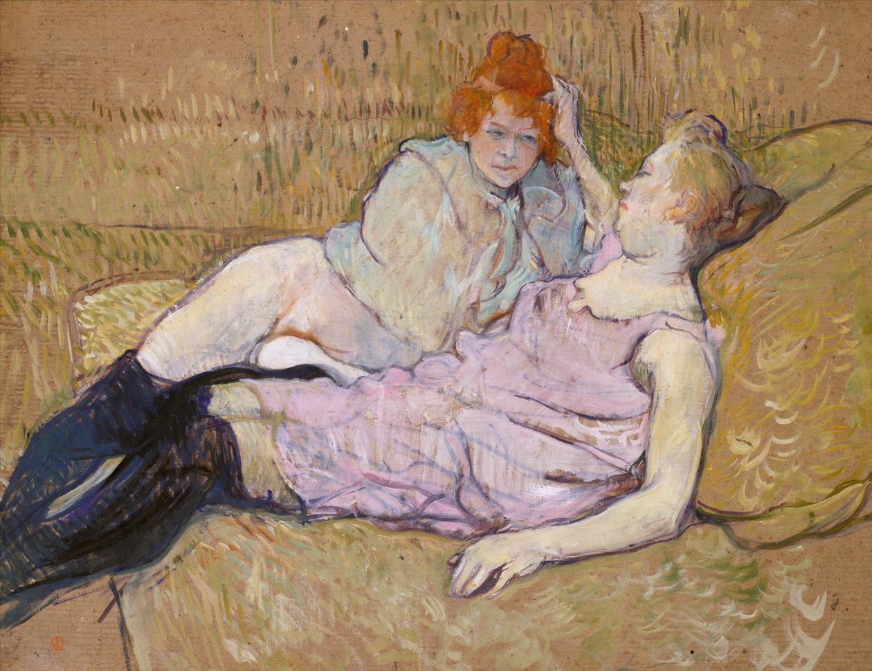 Soffan, ca 1894-96 (olja på kartong) av Henri de Toulouse Lautrec