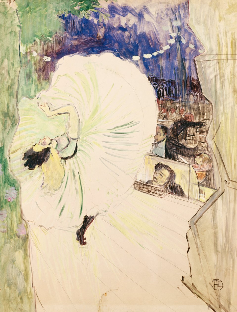 Wheel, dansare på scen, illustration för "Le Plaisir a Paris av Henri de Toulouse Lautrec