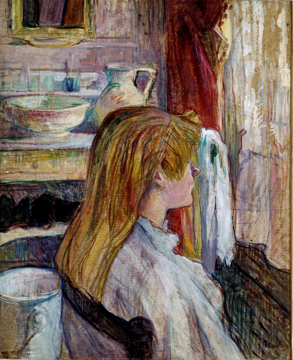 Kvinna vid fönstret. (olja på papper) av Henri de Toulouse Lautrec