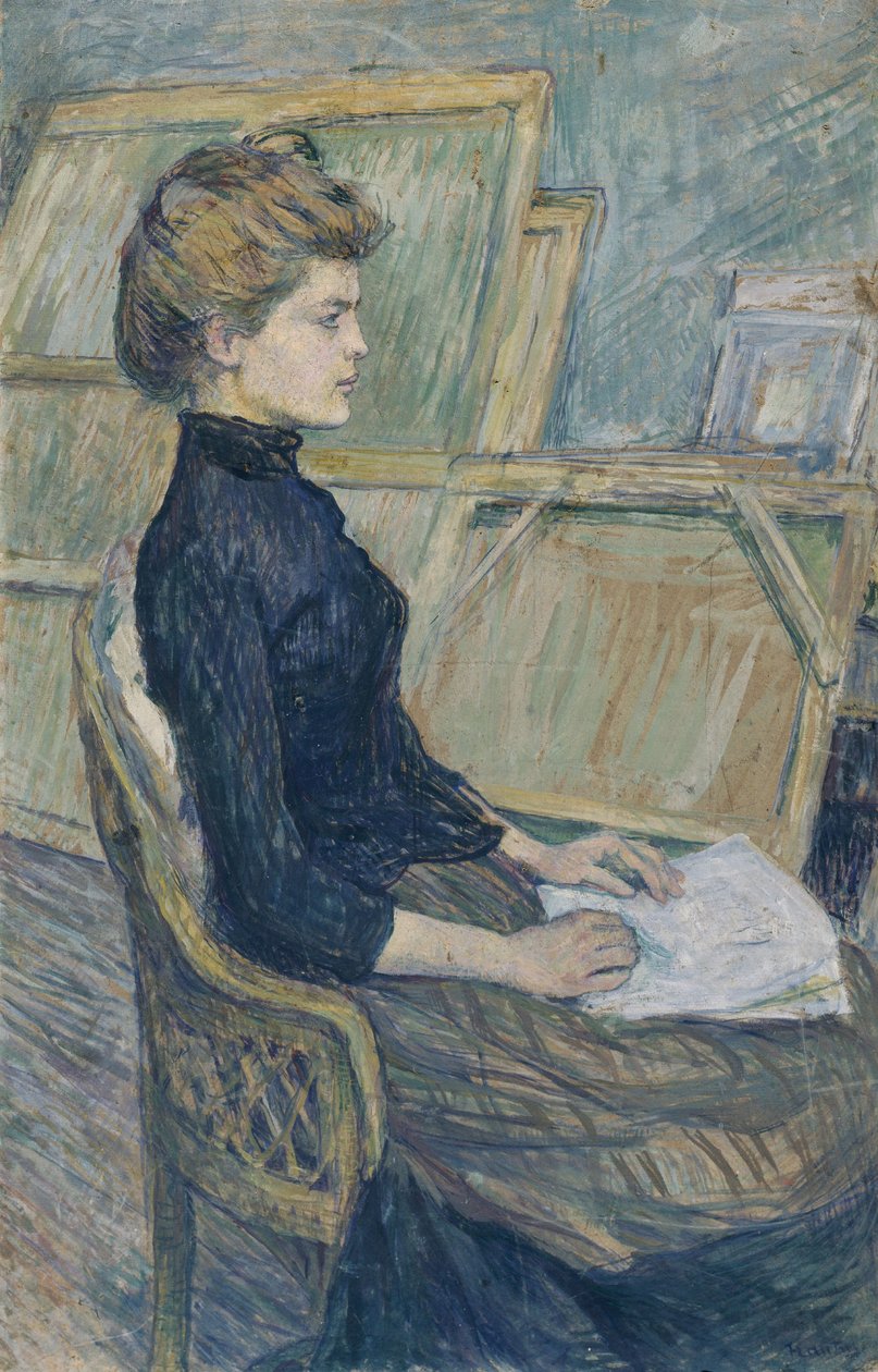 Ung flicka i ateljén (Hélène Vary), ca 1889 (gouache på papper) av Henri de Toulouse Lautrec