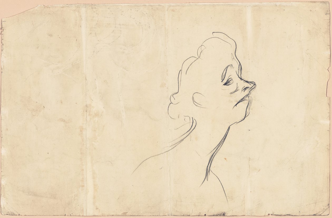 Yvette Guilbert (recto) Tre fjärdedels studie av Yvette Guilbert (verso) av Henri de Toulouse-Lautrec