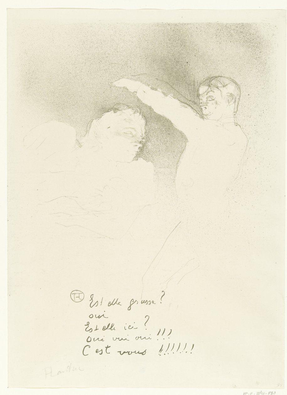 Portret van Marcelle Lender i Albert Brasseur vid sorten Hos Varietys Mademoiselle Lender and Brasseur av Henri de Toulouse Lautrec (signed by artist)
