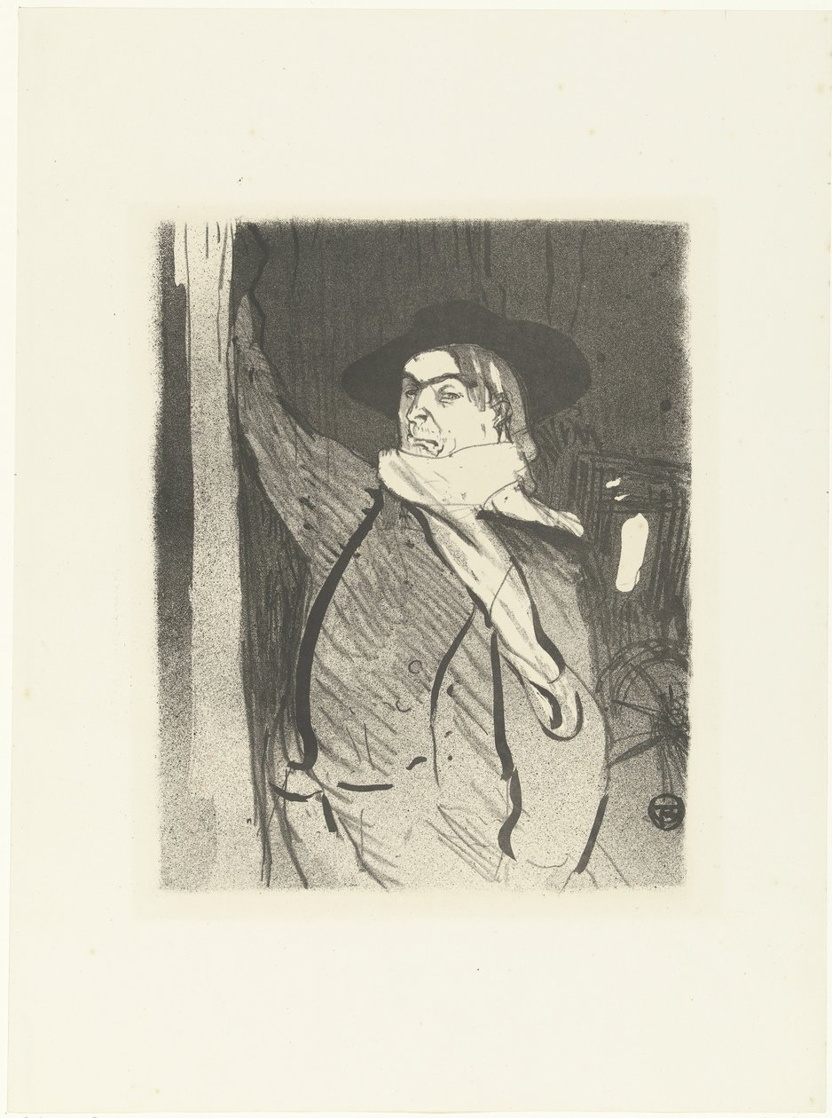 Porträtt av sångaren och komikern Aristide Bruant Le cafe-konsert (serietitel) av Henri de Toulouse Lautrec (signed by artist)