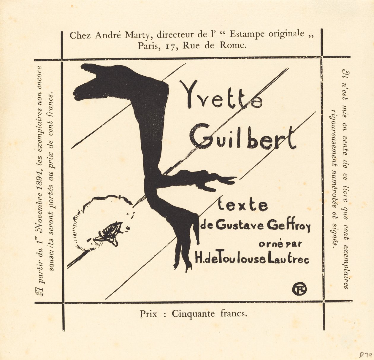 Annons för albumet Yvette Guilbert av Henri de Toulouse Lautrec