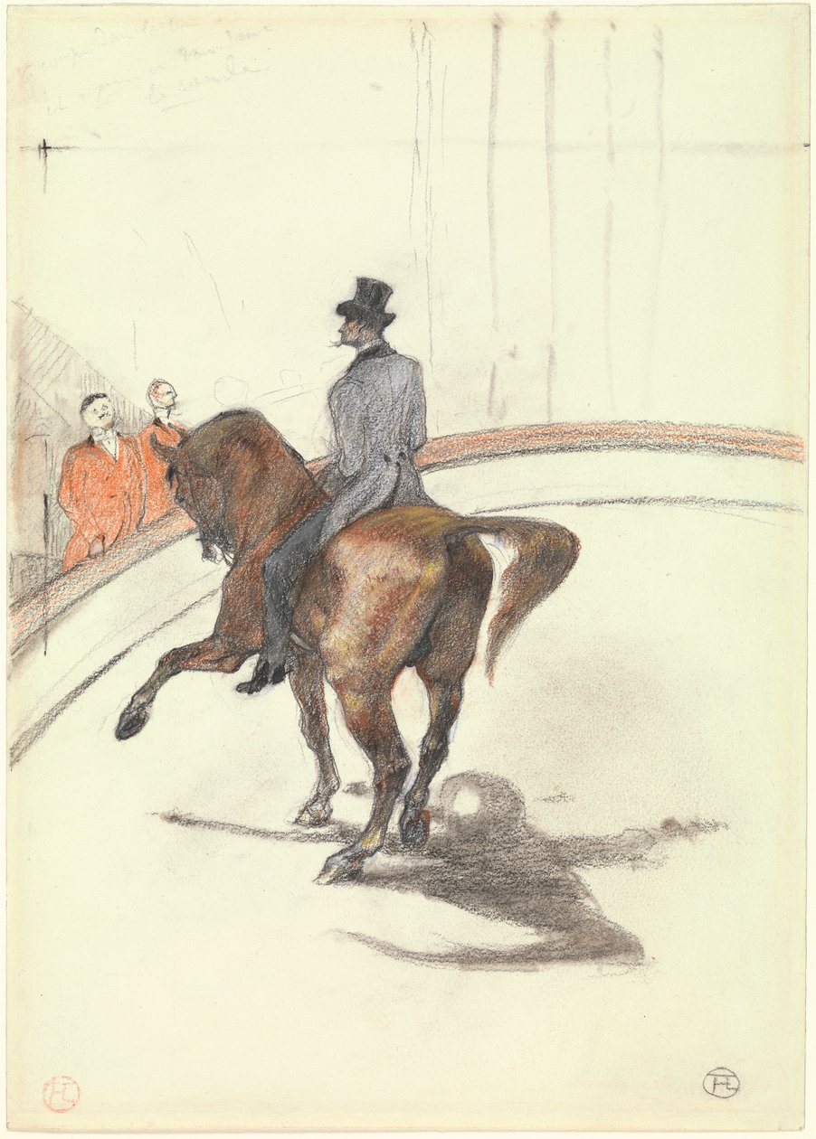 At the Circus: The Spanish Walk, 1899 (grafit, färgad pastell och kol på kraftigt vävt papper) av Henri de Toulouse Lautrec