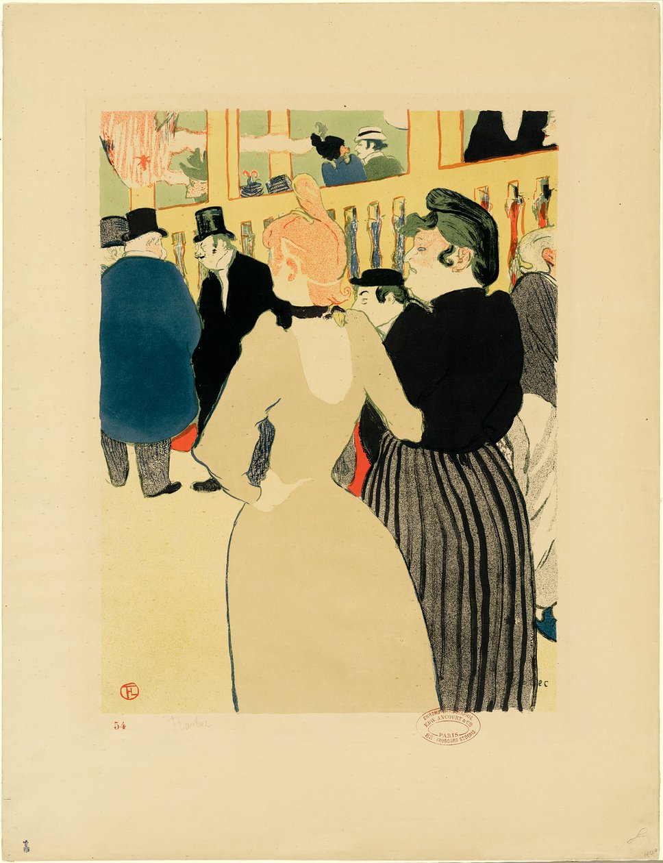 På Moulin Rouge, La Goulue och hennes syster av Henri de Toulouse Lautrec