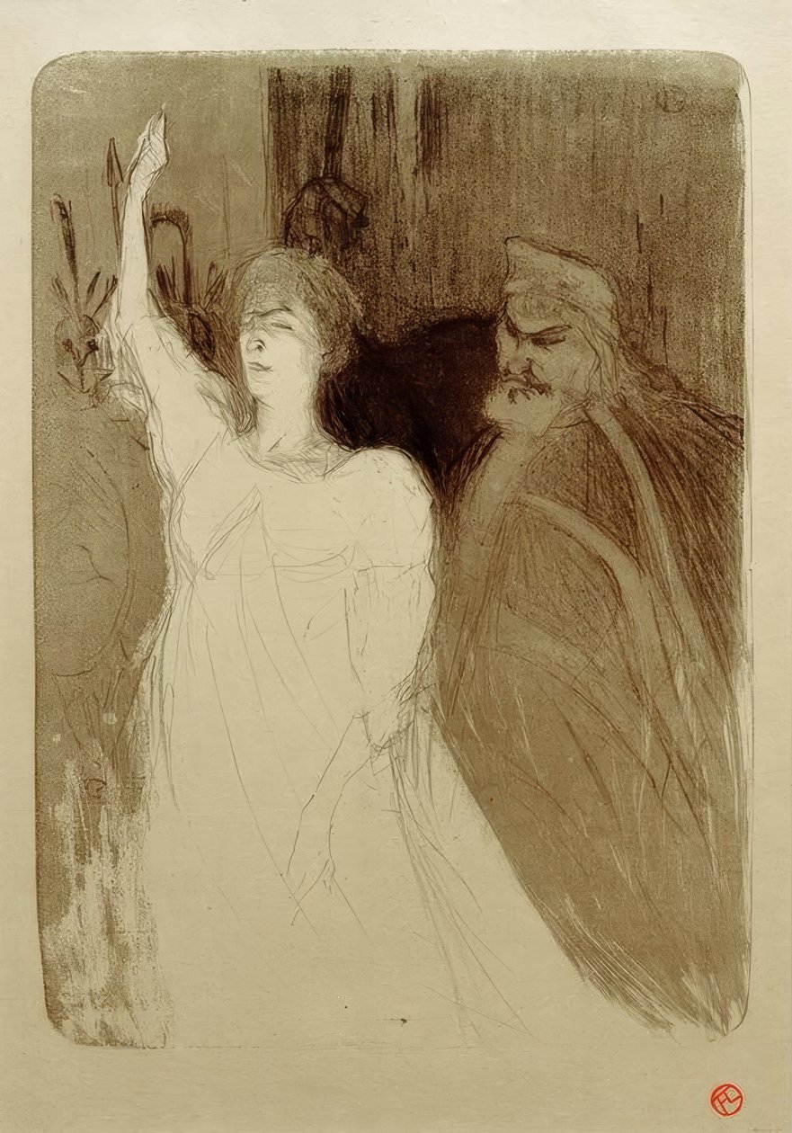 Bartet och Mounet-Sully, i Antigone av Henri de Toulouse Lautrec