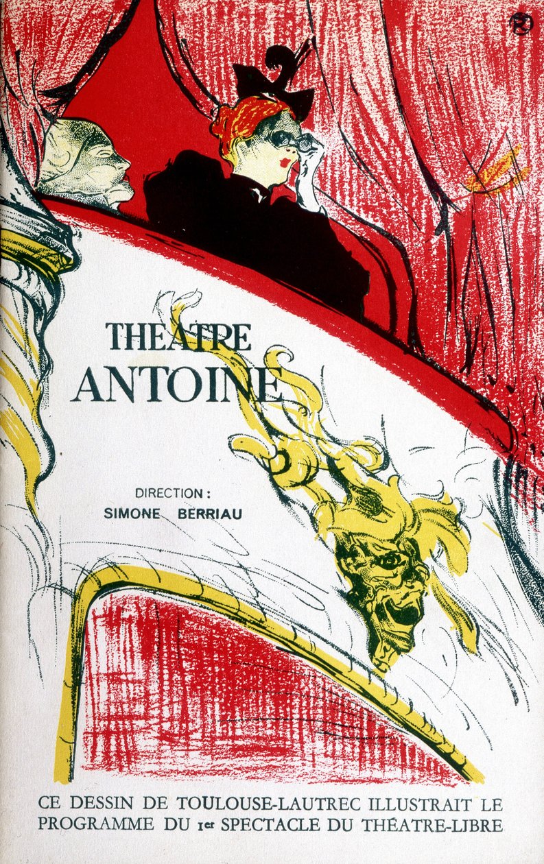 Omslag till programmet för teatern Antoine, regisserad av Simone Berriau, 1956. Illustration av Toulouse Lautrec av Henri de Toulouse Lautrec