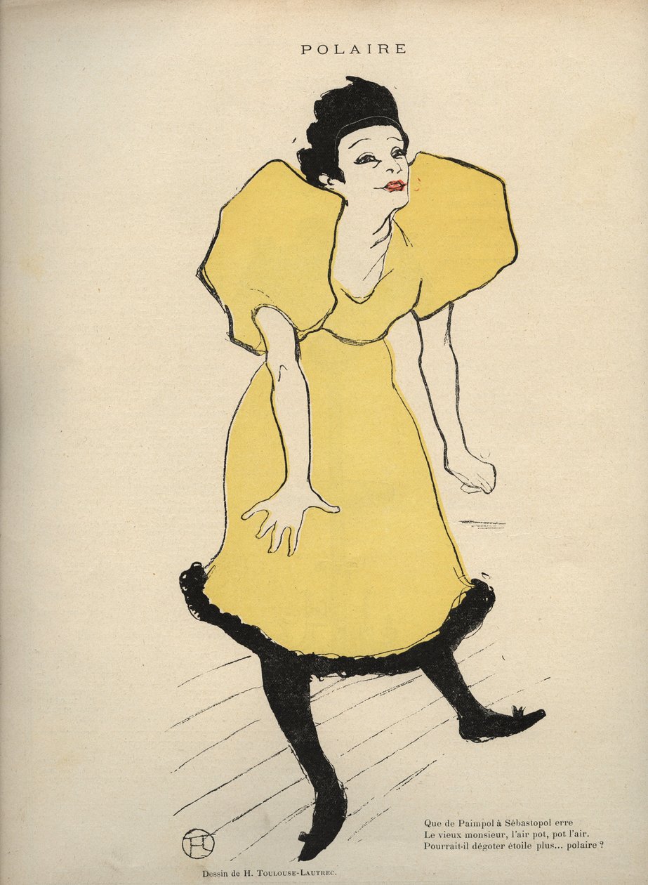 Ritning av Henri de Toulouse Lautrec som representerar "" Polar" (Sångaren Polaire) i Le Rire - Journal humoristique publicerad lördagen - nr 16 den 23 februari 1895 - av Henri de Toulouse Lautrec