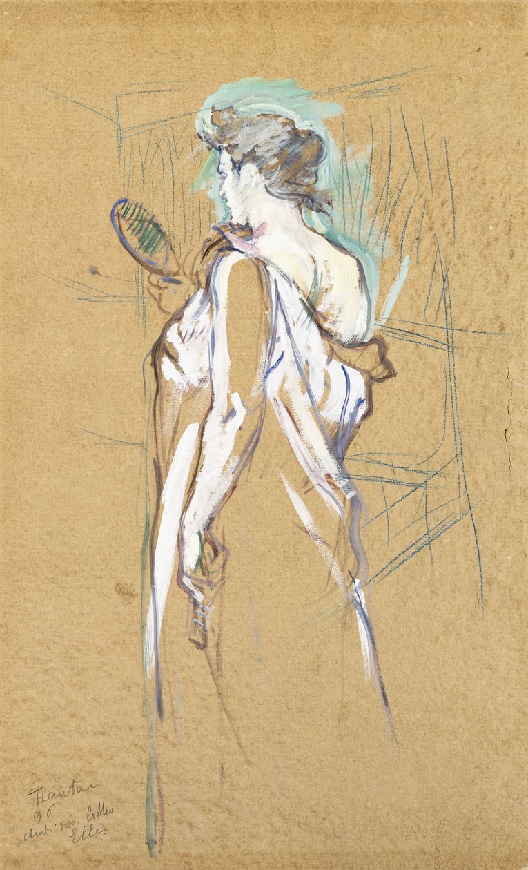 Elles - med spegel i hand, 1896 av Henri de Toulouse Lautrec