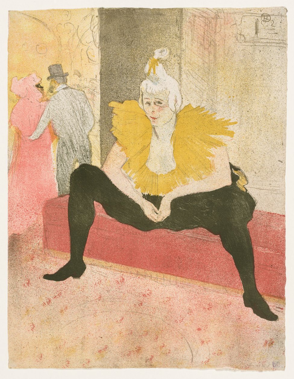 Elles: Den sittande clownen, Mlle Cha-u-Ka-o av Henri de Toulouse Lautrec