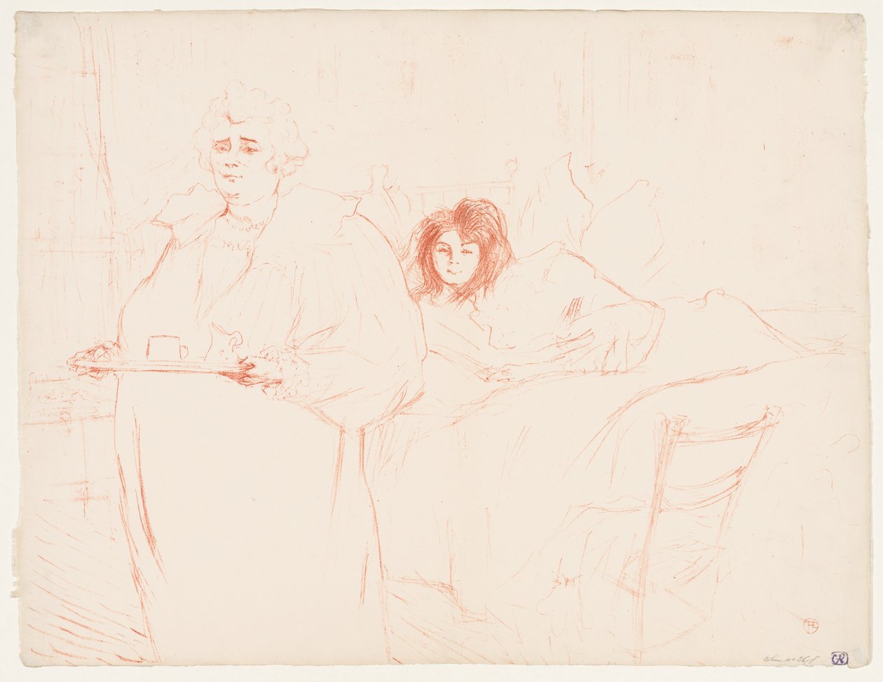 Elles: Kvinna som bär en bricka, Mme. Baron och Mlle. Popo av Henri de Toulouse Lautrec