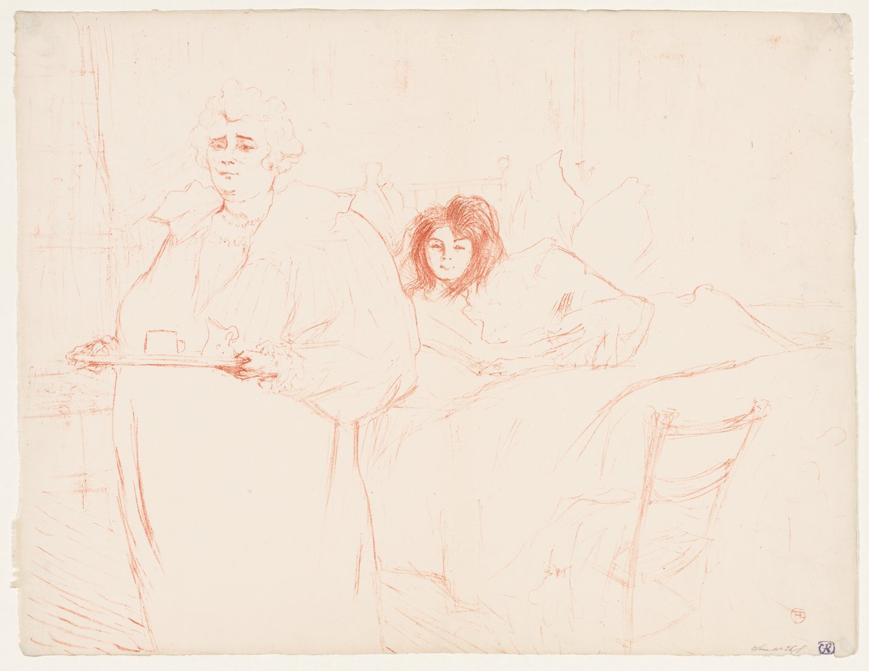 Elles: Kvinna som bär en bricka, Mme. Baron och Mlle. Popo, 1896. av Henri de Toulouse Lautrec