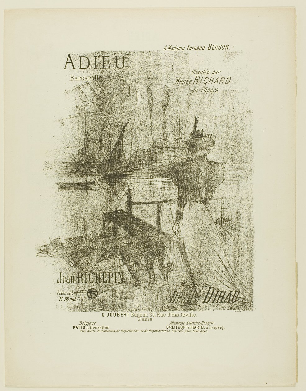Farväl, från Mélodies de Désiré Dihau av Henri de Toulouse Lautrec