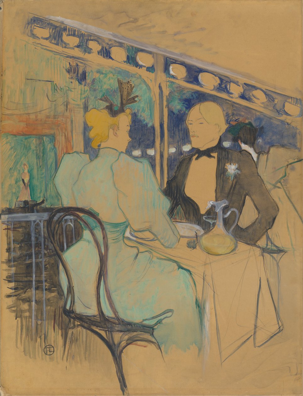 Fashionabla människor på Les Ambassadeurs Aux Ambassadeurs: Gens Chic, 1893. av Henri de Toulouse Lautrec