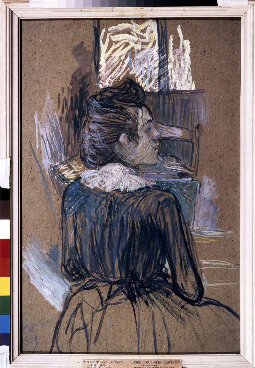 Kvinna vid fönstret. Teckning av Henri de Toulouse-Lautrec (Toulouse Lautrec av Henri de Toulouse Lautrec