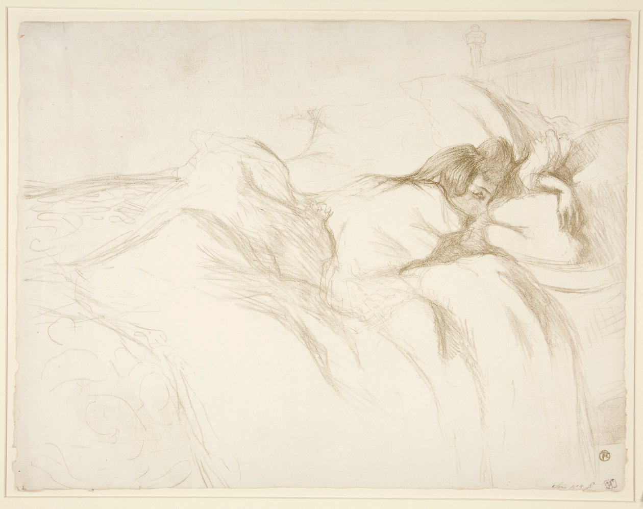 Femme couch?e, R?veil (Woman Waking Up in Bed), från serien Elles av Henri de Toulouse Lautrec