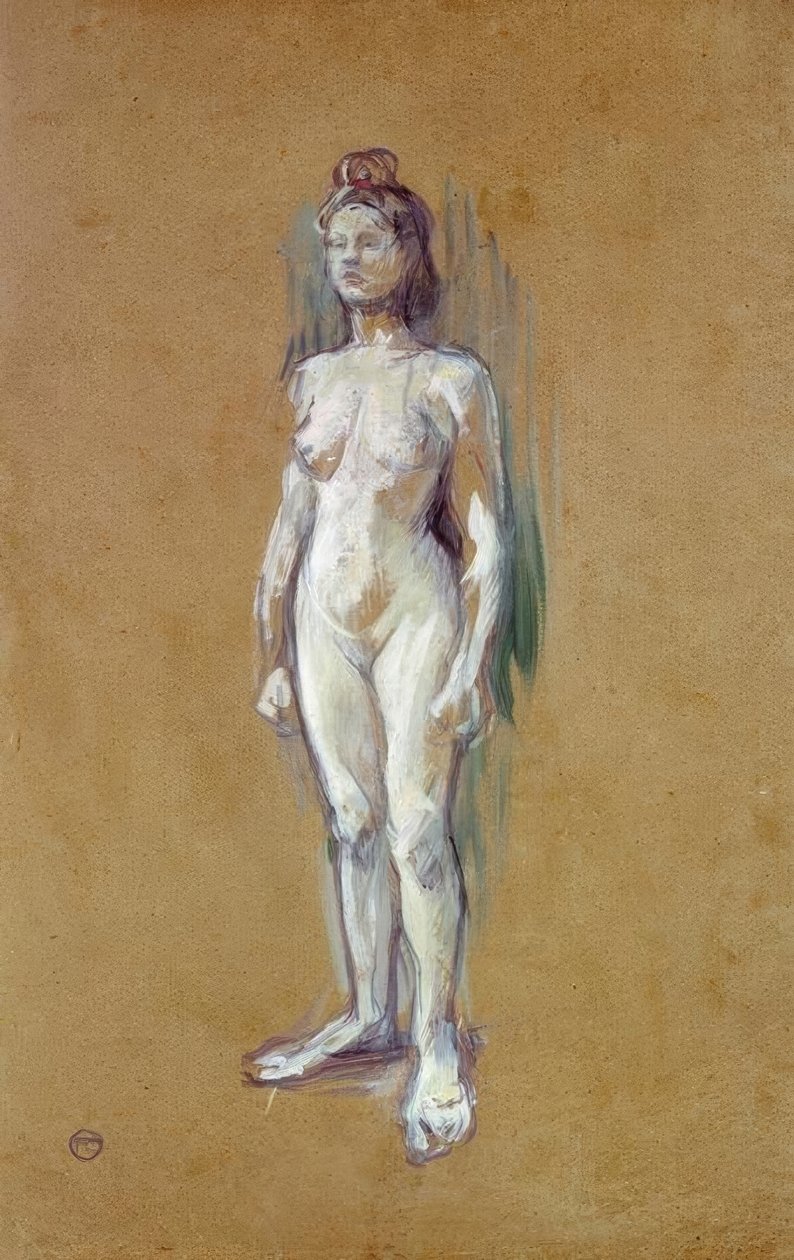 Naken kvinna som står frontalt av Henri de Toulouse Lautrec