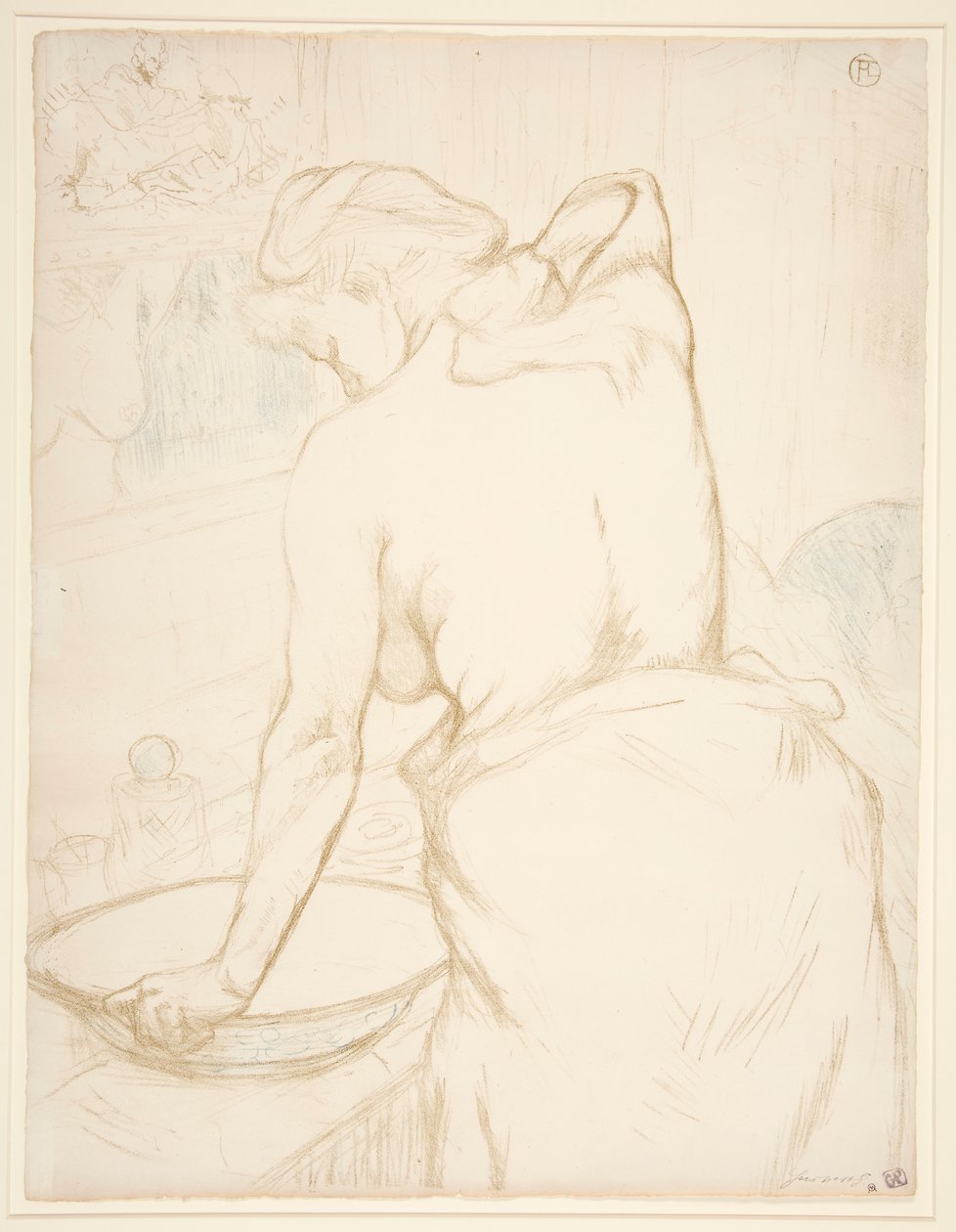 Femme qui se lave, la toilette (Woman at her Toilette, Washing Herself), från serien Elles av Henri de Toulouse Lautrec