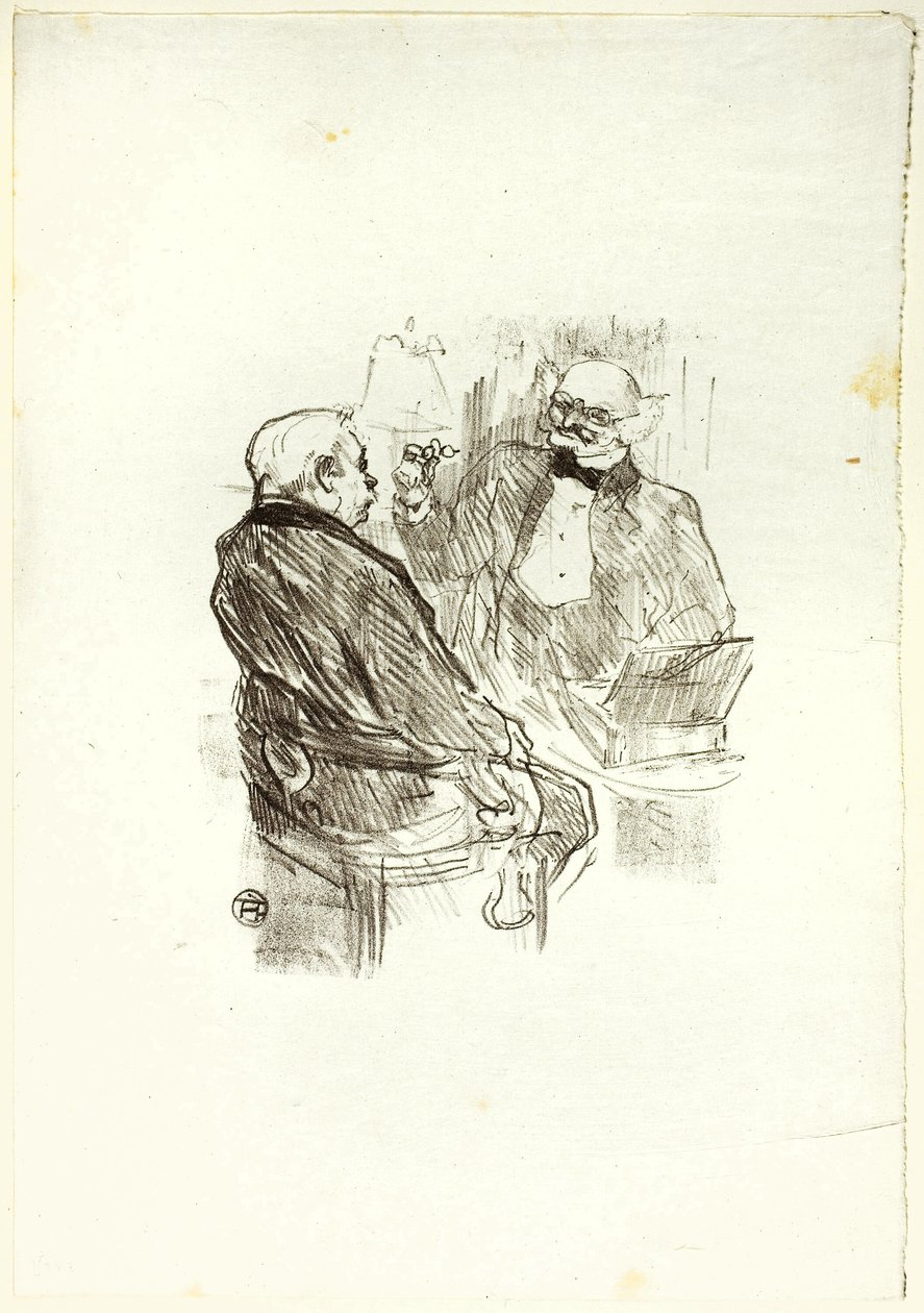 Georges Clemenceau och optomotisten, Mayer, från Au Pied du Sinaï av Henri de Toulouse Lautrec