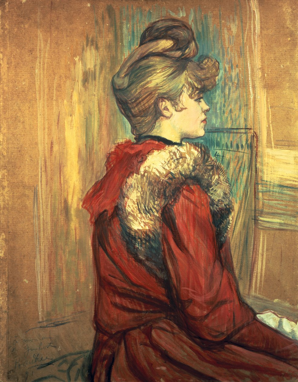 Girl with a Fur Stole, Mademoiselle Jeanne Fontaine, 1891 av Henri de Toulouse Lautrec