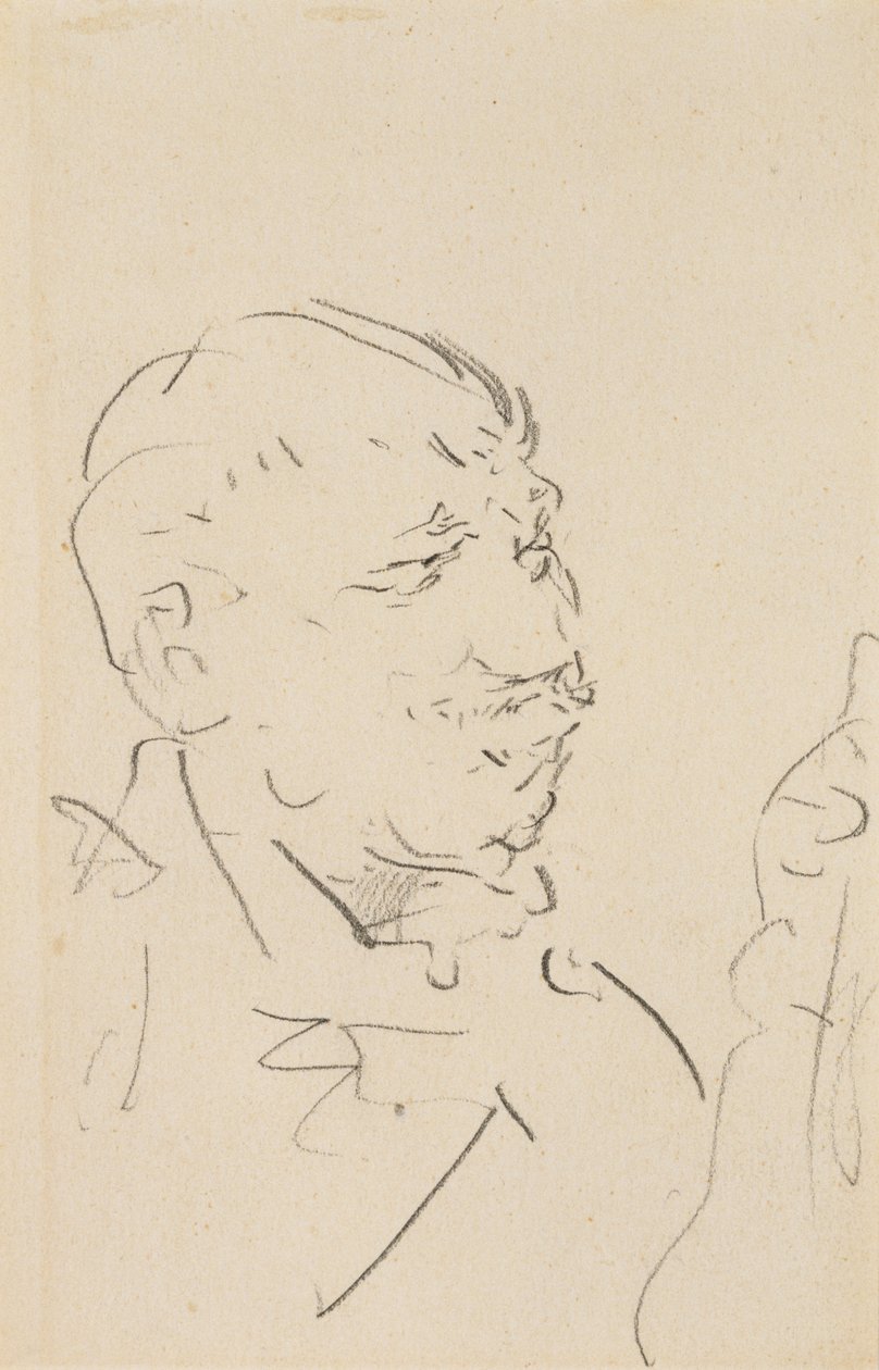 Head of a Man (grafit på vävt papper) av Henri de Toulouse Lautrec