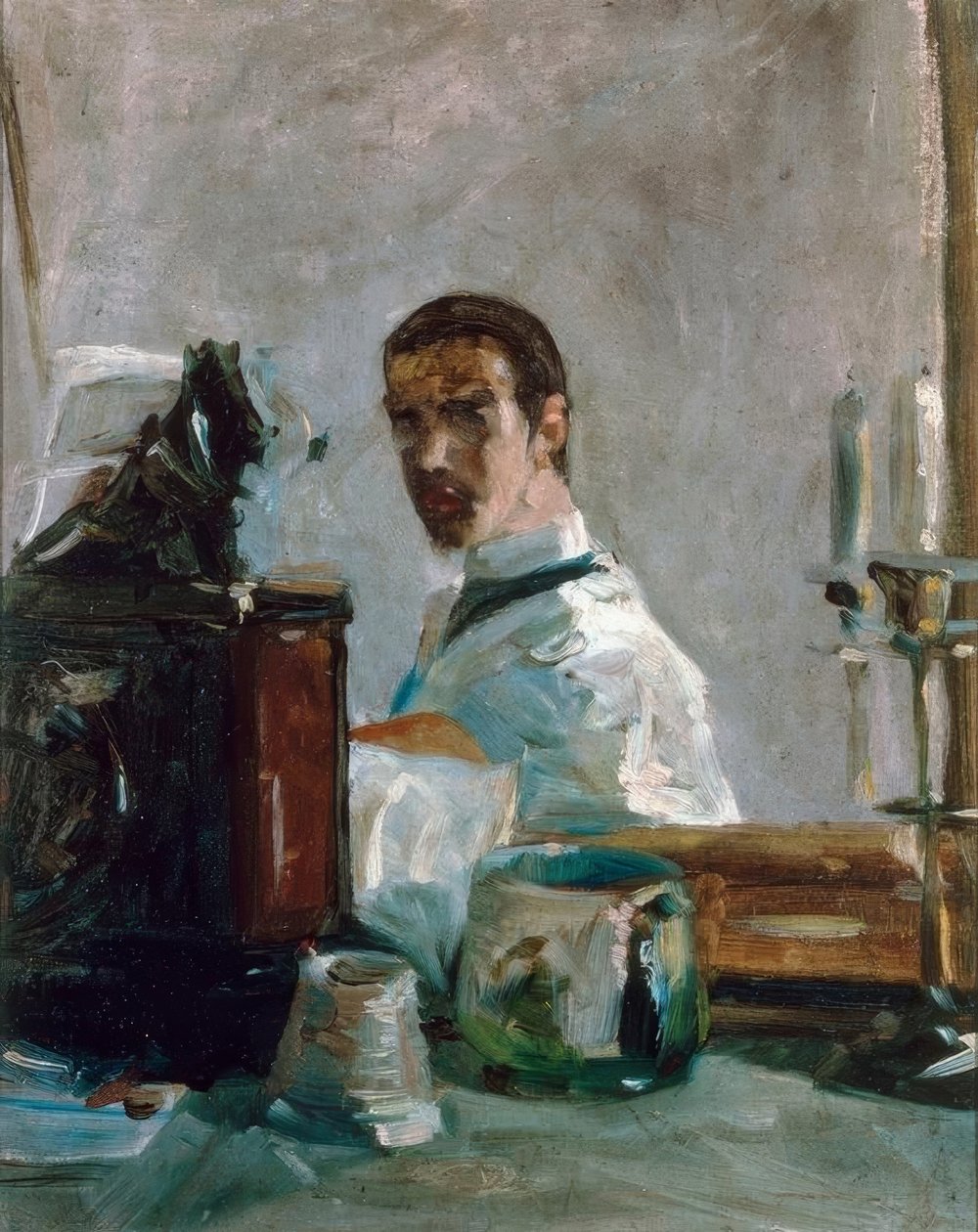 Henri de Toulouse-Lautrec ensam (Självporträtt framför av Henri de Toulouse Lautrec
