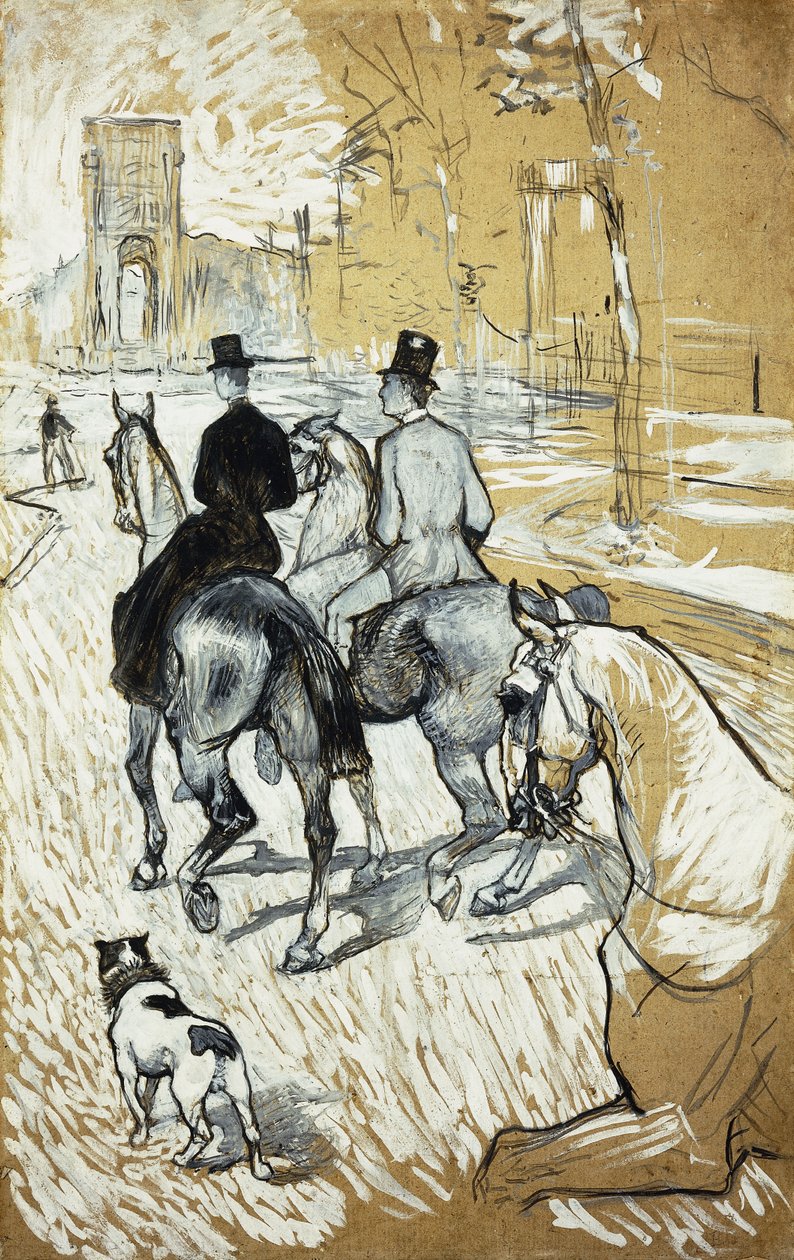 Ryttare som går mot Bois de Boulogne; Ryttare som går till Bois de Bologna, 1888 av Henri de Toulouse-Lautrec