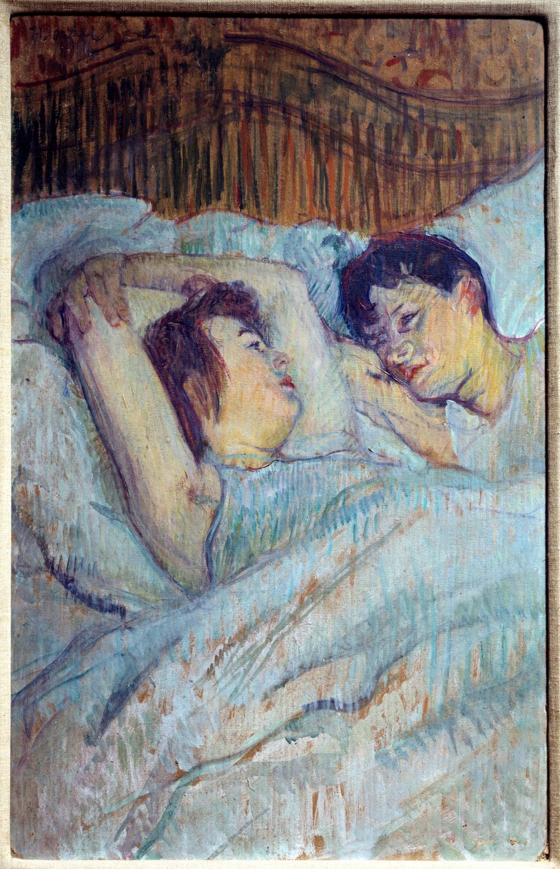 I sängen Målning av Henri de Toulouse Lautrec (Toulouse-Lautrec av Henri de Toulouse Lautrec