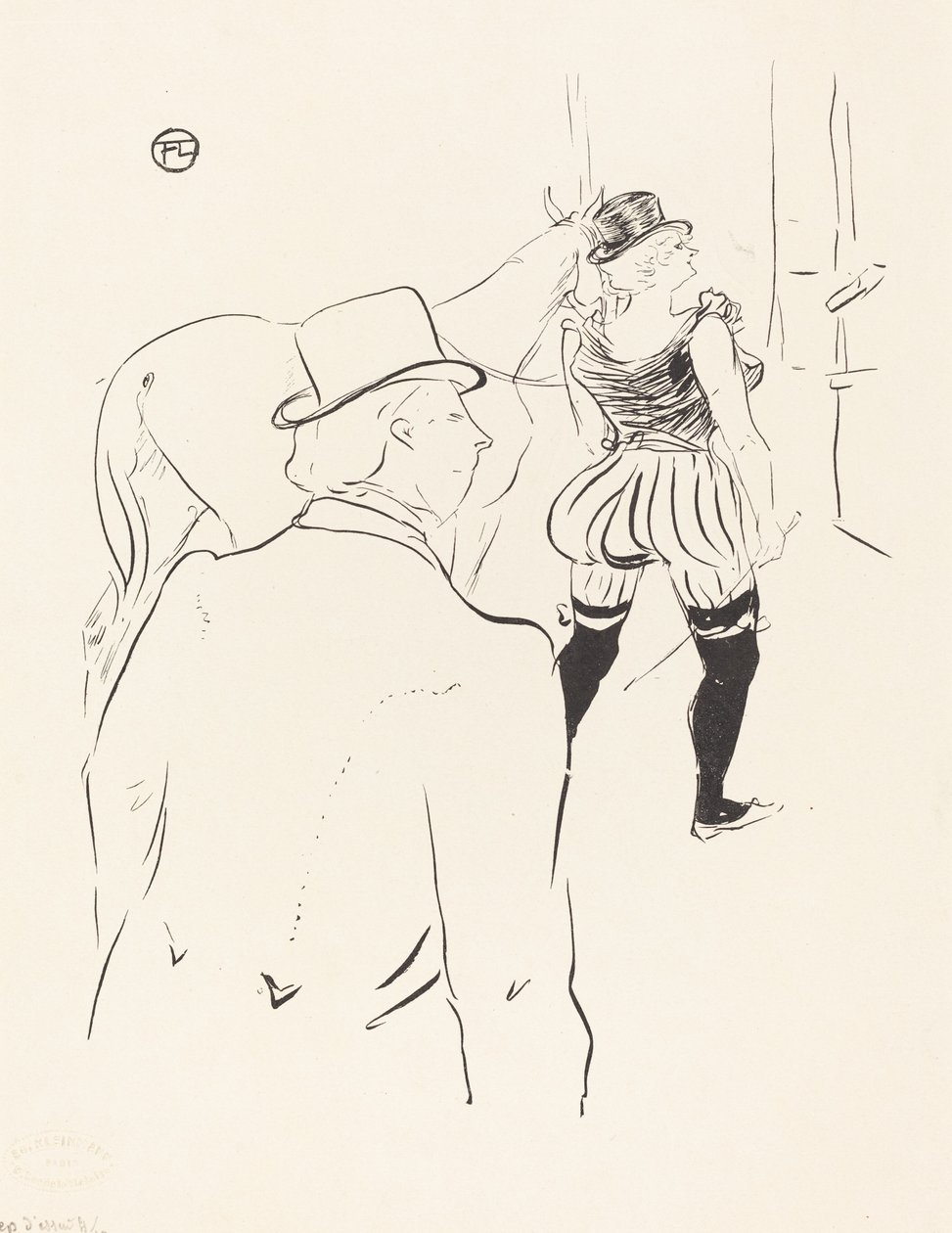 In the Wings of the Folies-Bergere: Mrs. Lona Barrison med sin chef och man, 1895. av Henri de Toulouse Lautrec