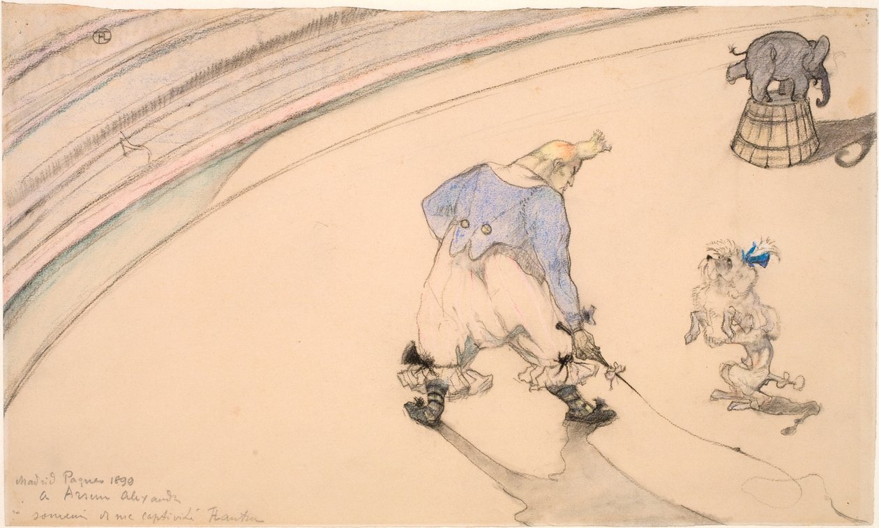 På cirkus - Clownen Footit som djurtämjare av Henri de Toulouse Lautrec