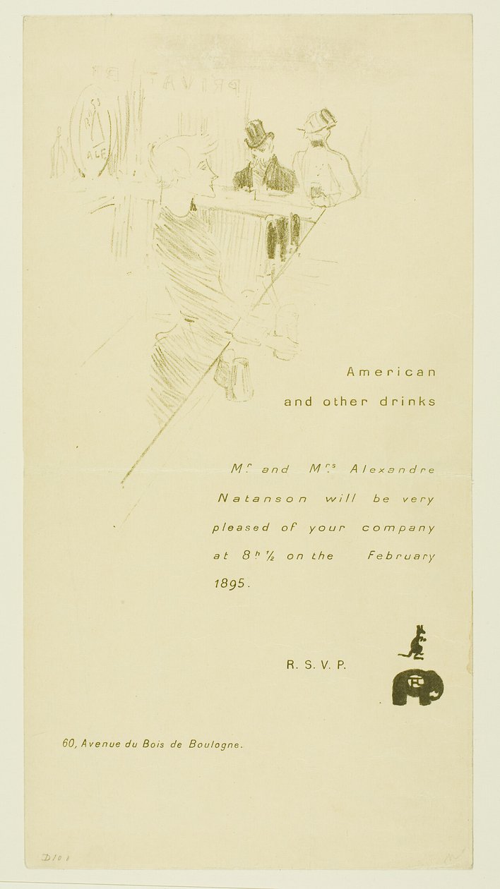 Inbjudan till herr och fru Alexandre Natanson av Henri de Toulouse Lautrec