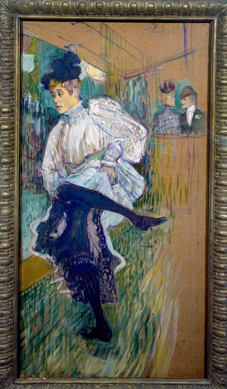 Jane Avril dansar Jane Avril (1868-1943) var en dansare i Moulin Rouge. Målning av Henri de Toulouse Lautrec (1864-1901) 1891 sön. 0,85x0,45 m Paris, musee d