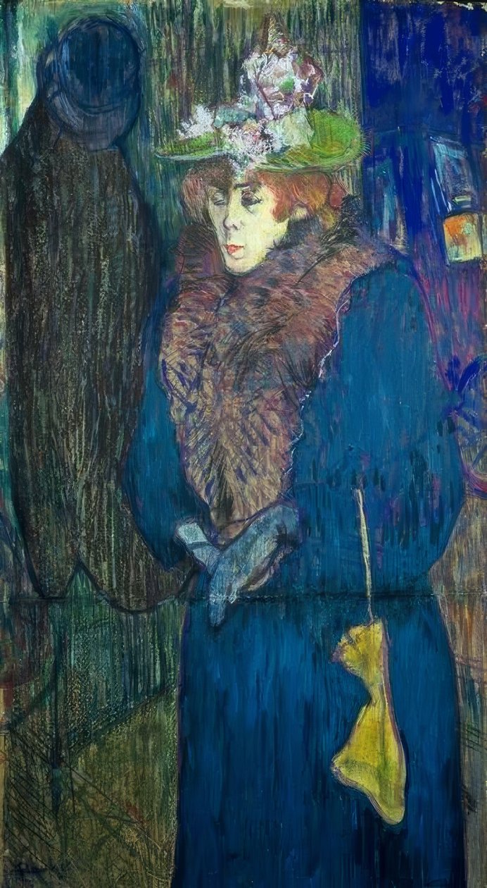 Jane Avril går in i Moulin-Rouge av Henri de Toulouse Lautrec