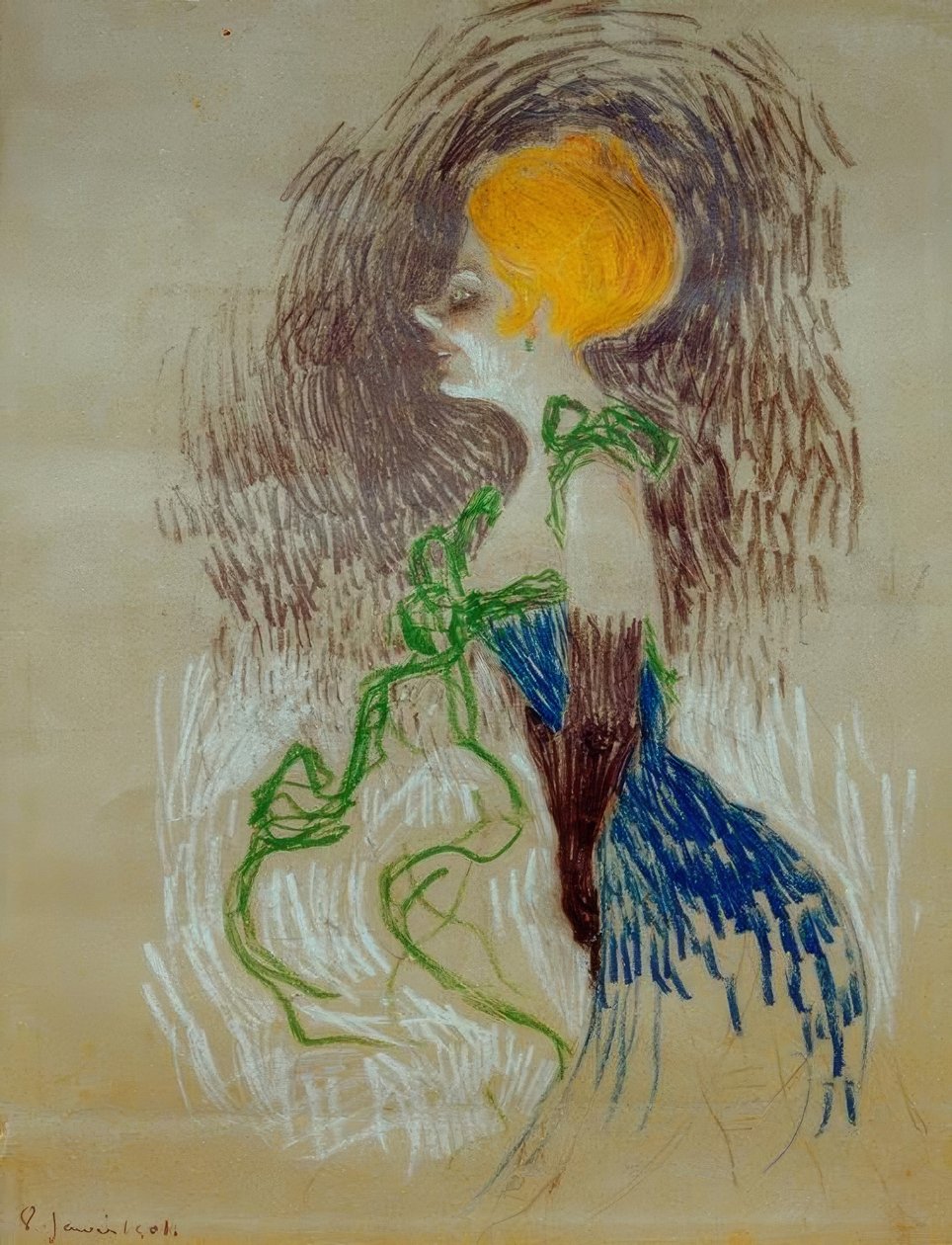 Handskbeklädd ung kvinna av Henri de Toulouse Lautrec