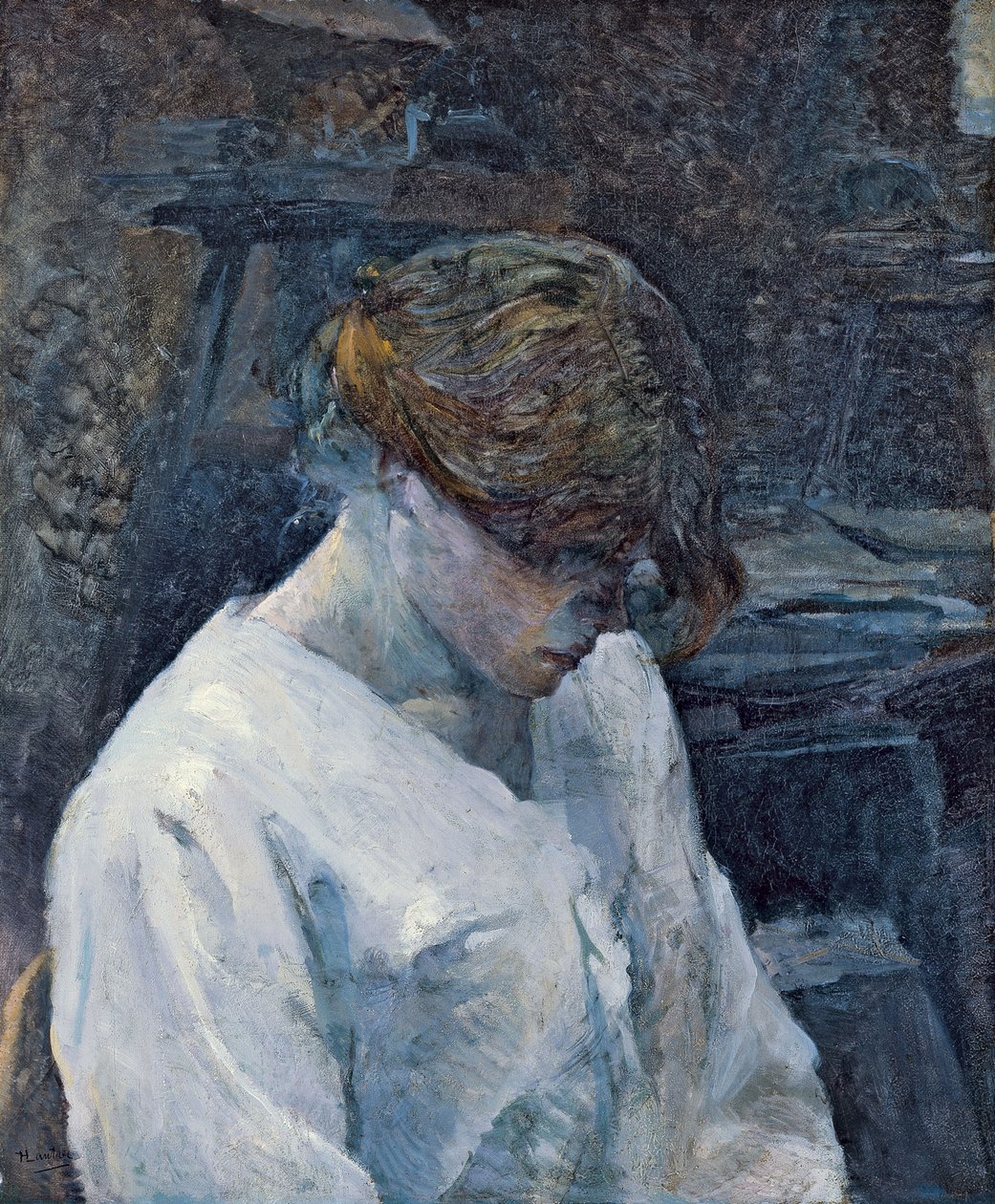 La Rousse i vit blus av Henri de Toulouse Lautrec