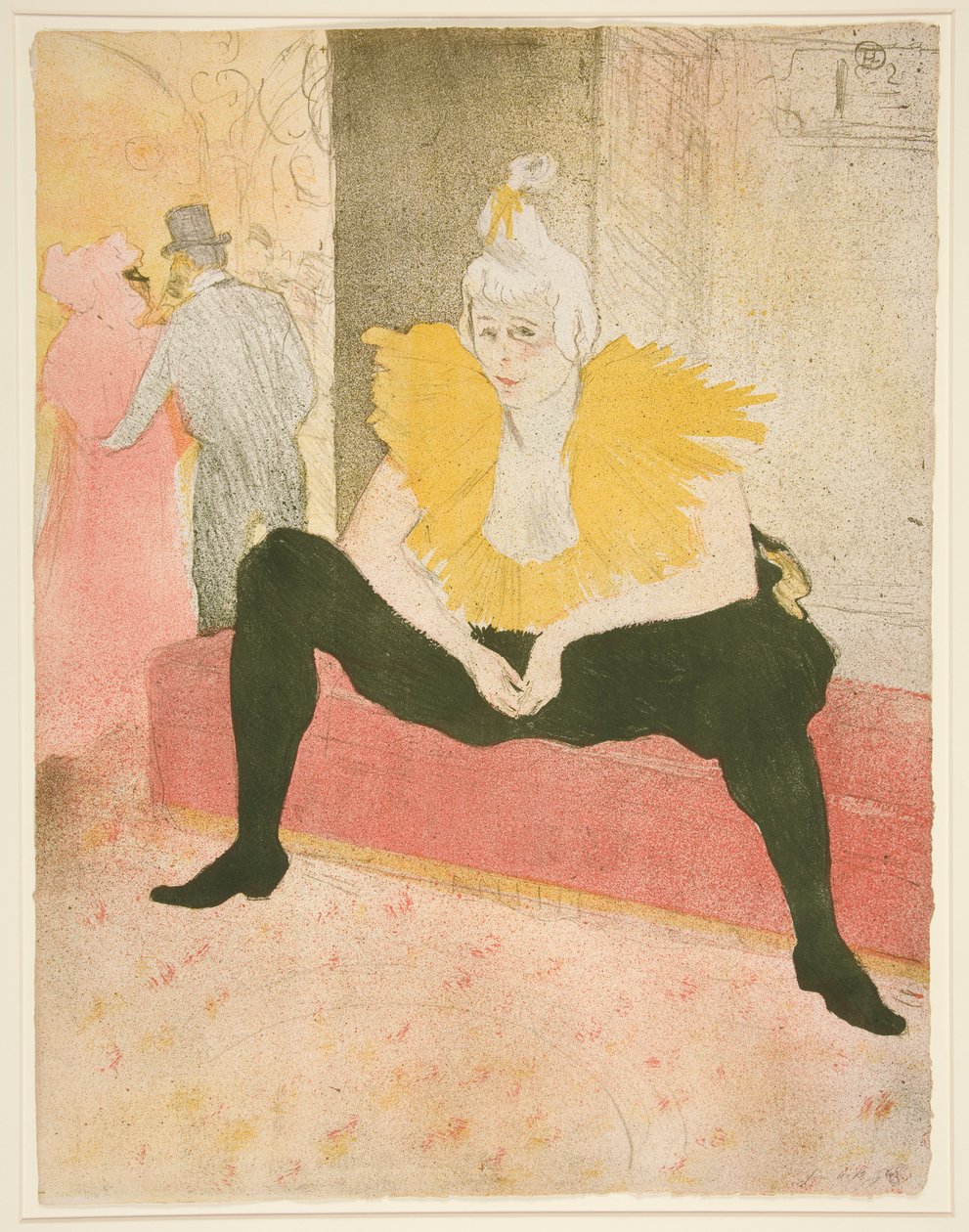 La clownesse assise, Mademoiselle Cha-u-Kao (Den sittande kvinnliga clownen, Mademoiselle Cha-u-Kao), från serien Elles av Henri de Toulouse Lautrec
