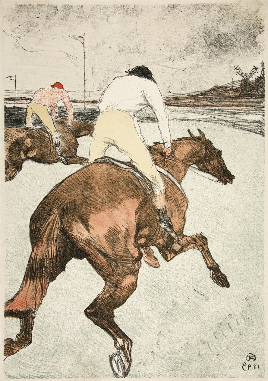 The Jockey – Racehorses, pub. 1899 (lito i färg) av Henri de Toulouse Lautrec