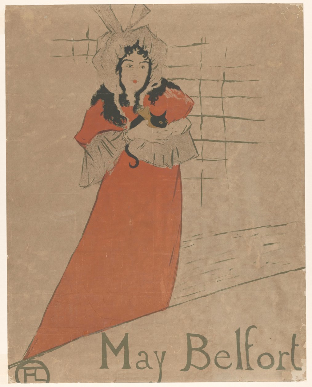 May Belfort med en katt i famnen May Belfort (titel på objekt) av Henri de Toulouse Lautrec